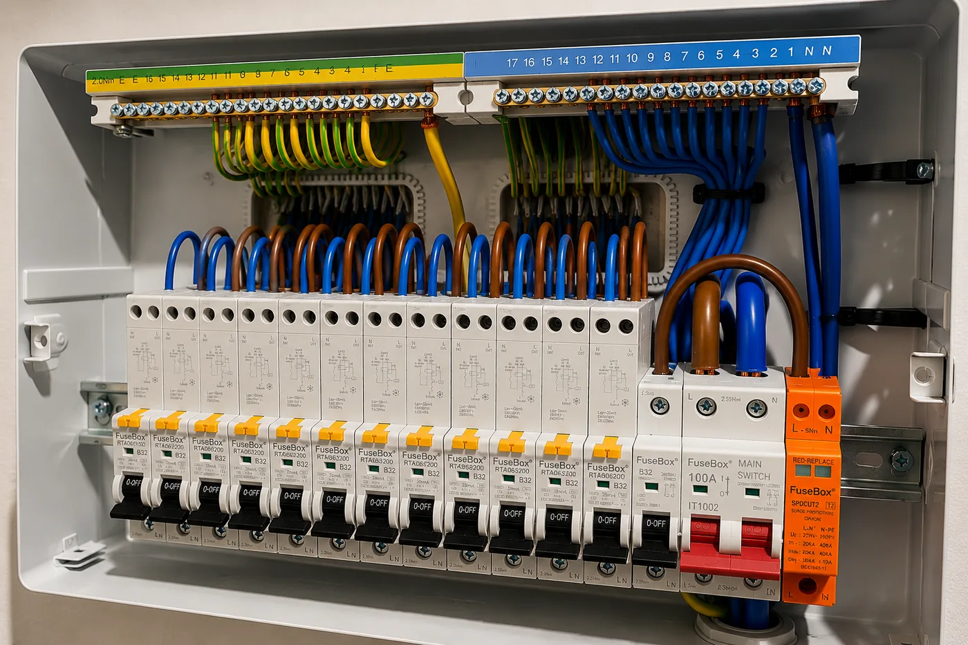 Neatly wired domestic consumer unit