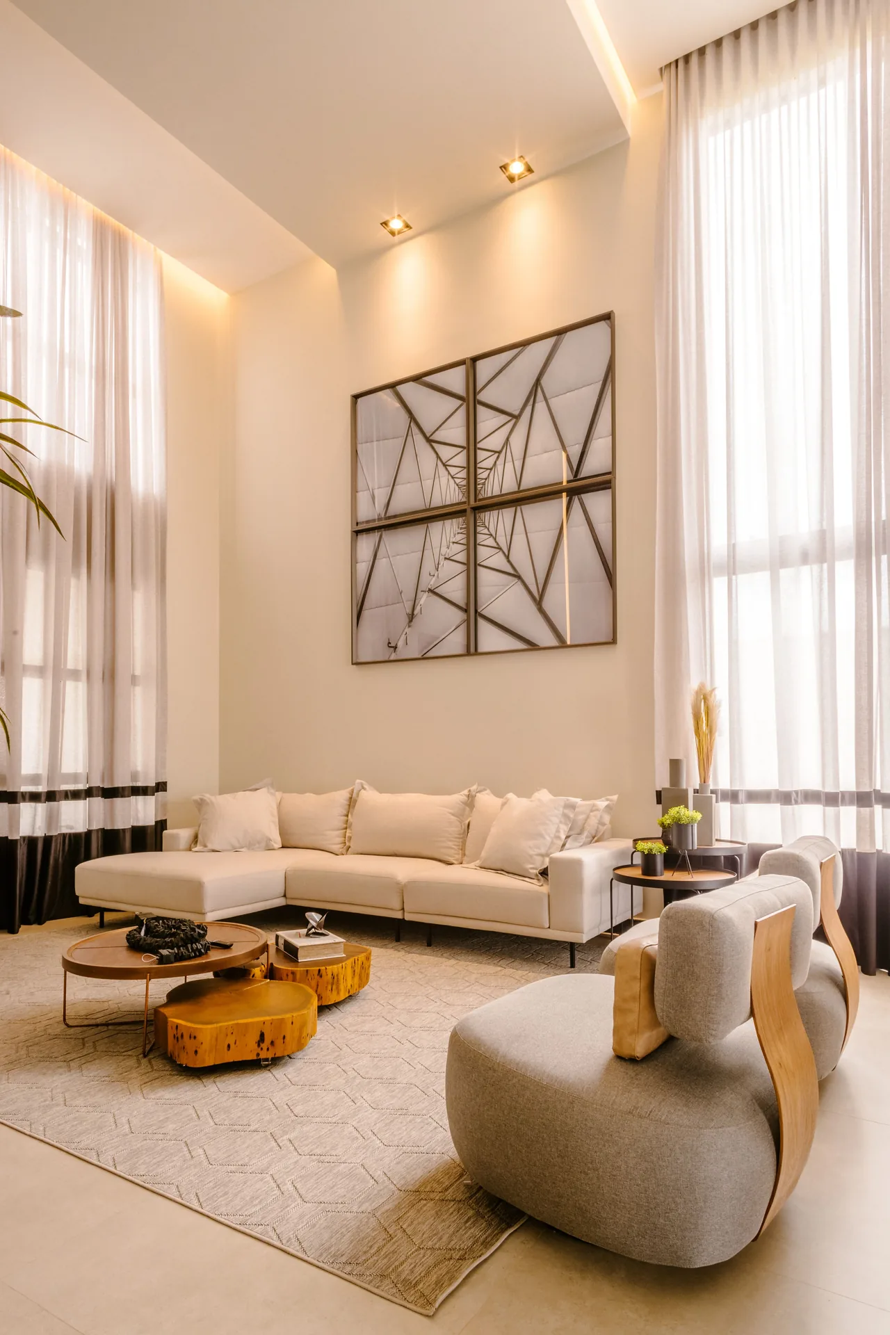Modern living room with carefully planned domestic lighting